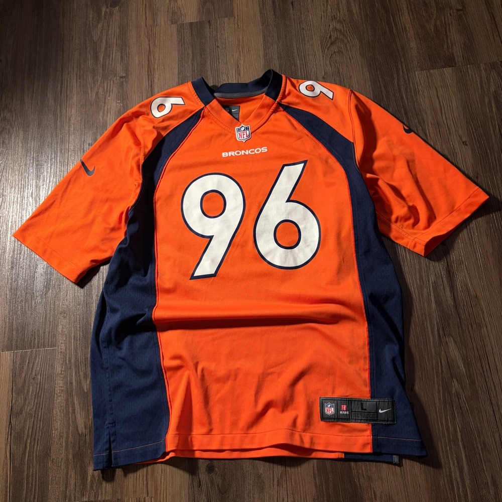 Denver Broncos NFL Nike 96 Unrein Orange Navy Blue Football Jersey Men's Large